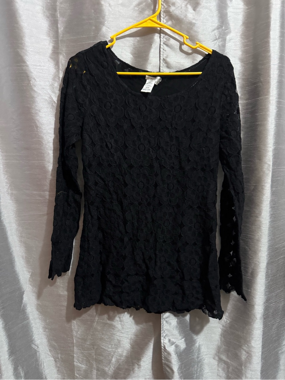 Sophie Max Black Floral Lace Long Sleeve Tunic